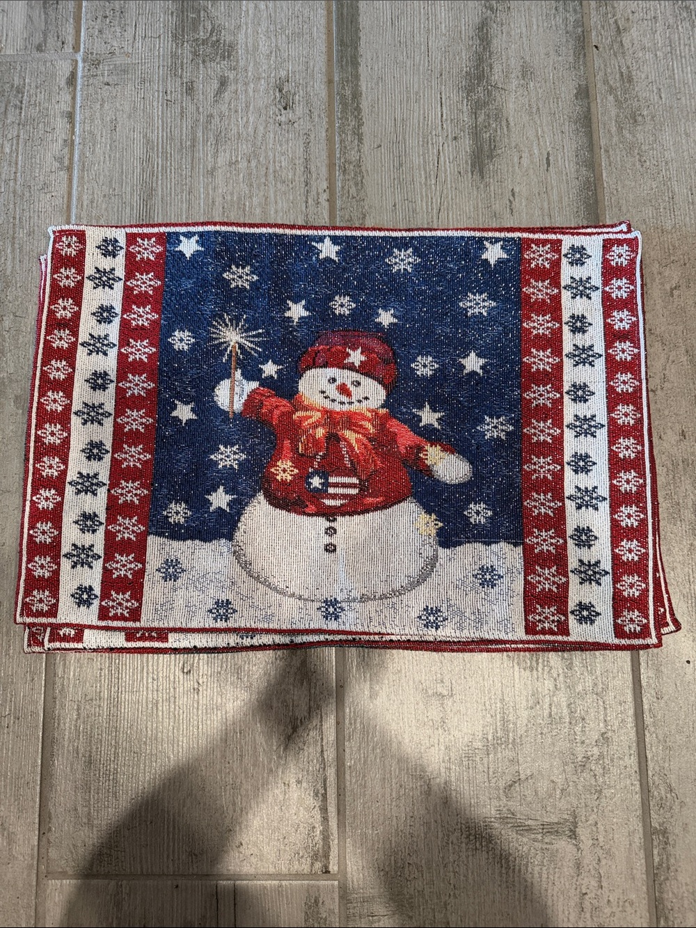 Vintage Red & Blue Snowman Holiday Placemats (3) Christmas in July
